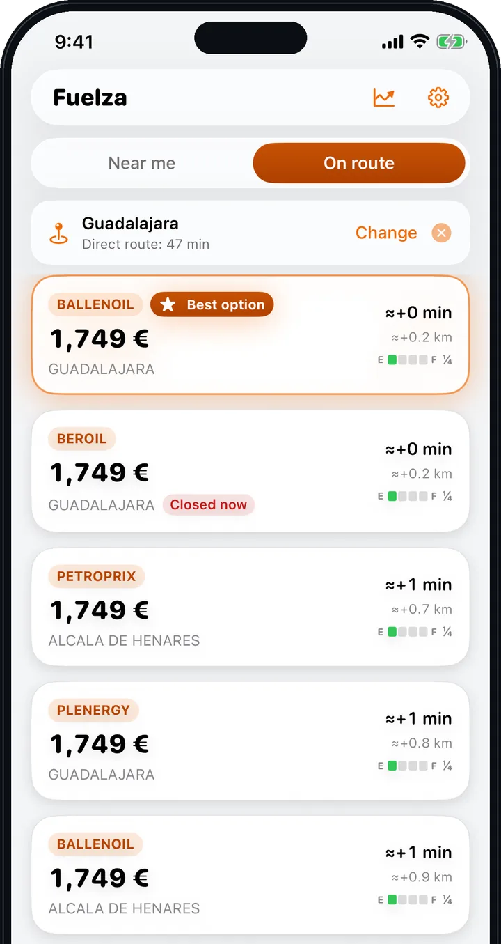 On route — Refuel along the way without leaving your route